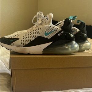 Nike Air Max 270 White and Black with Teal Accents